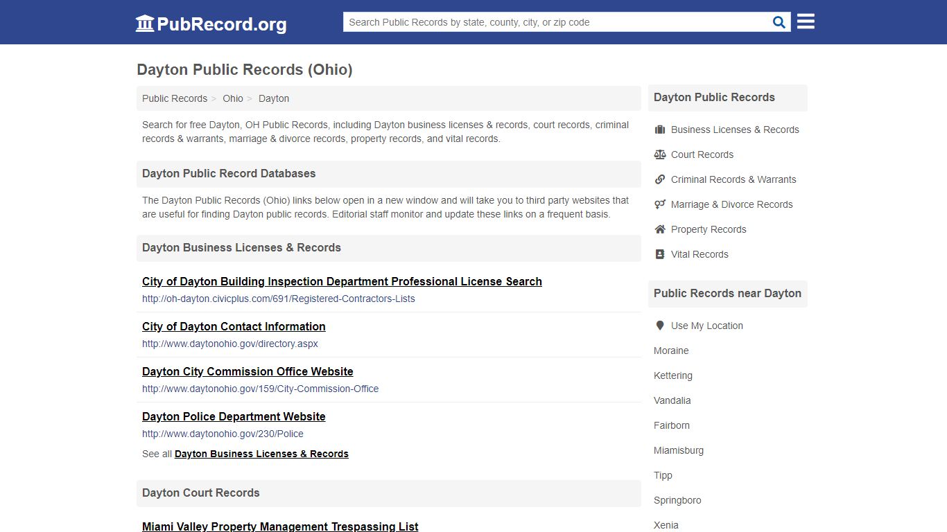 Free Dayton Public Records (Ohio Public Records) - PubRecord.org